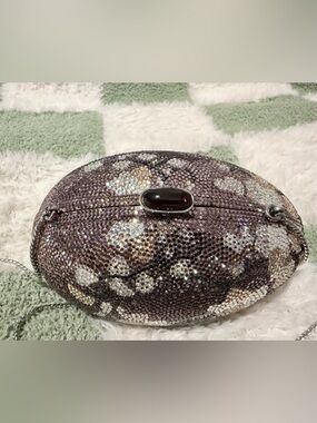 Judith Leiber Crystal Oval Minaudière Clutch Multicolor w/ Accessories AUTHENTIC